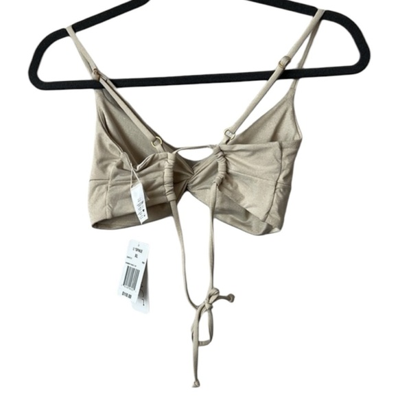 L*SPACE Ringo Shimmer Bikini Top In Bone Size XL - Picture 5 of 10